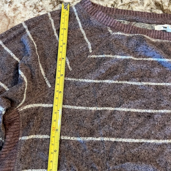 XS Mew Maurices Haven Cozy Knit Purple Striped Crew Neck Sweatshirt Lightweight - Picture 3 of 12